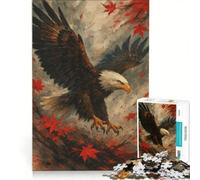 Rompecabezas de 1000 Piezas para Adultos: Águila en Vuelo con Hojas de otoño, Juego Familiar, para Relajarse intelectualmente y Fortalecer el Amor en Pareja 50x75cm