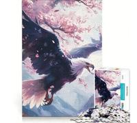 Rompecabezas de 1000 Piezas para Adultos: Águila en Vuelo y Flores de Cerezo Juego Educativo para ejercitar la Mente y Las Manos, Que fomenta el Amor en Pareja 38x26cm
