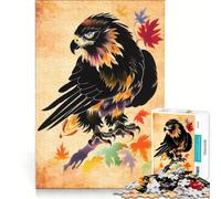 Rompecabezas de 1000 Piezas para Adultos, Águila Negra, Arte Tradicional, Juguete Antiestrés, Decoración, Póster y Hoja de Preguntas y Respuestas a Juego 38x26cm