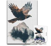 Rompecabezas de 1000 Piezas para Adultos, águila Volando sobre Las montañas, Acogedor y Relajante, Ideal para el Tiempo Libre en Interiores, Juguete de Corte de precisión avanzado, tamaño 38x26cm