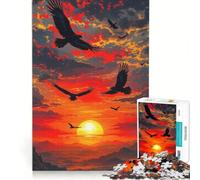 Rompecabezas de 1000 Piezas para Adultos: Águilas Volando sobre un Paisaje al Atardecer Juguete Educativo, Divertido y humorístico Que fomenta el Amor Entre Parejas 38x26cm