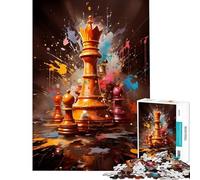 Rompecabezas de 1000 Piezas para Adultos ajedrez Reina Pintura desafío Educativo difícil Juego Relajante Apto para Mayores de 14 años (50x75cm)