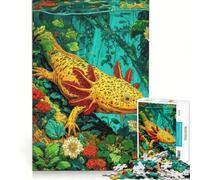 Rompecabezas de 1000 Piezas para Adultos: Ajolote en Escena Floral submarina Juego Familiar, Ideal para divertirse en casa, Regalo de cumpleaños o Cualquier Otra ocasión 38x52cm