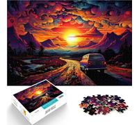 Rompecabezas de 1000 piezas para adultos al atardecer, juego práctico de 10.3 x 14.9 pulgadas, entrena tu cerebro y manos, adecuado para adolescentes de 14 años en adelante