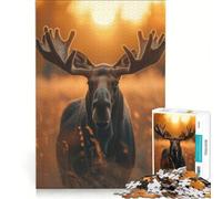 Rompecabezas de 1000 Piezas para Adultos Alce al Atardecer Animales Juegos educativos difícil y desafiante 38x26cm