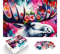 Rompecabezas de 1000 Piezas para Adultos Alce floreciente majestuoso acrílico Desafiante Difícil Juego de desafío único 50x70cm