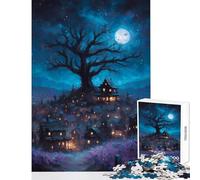 Rompecabezas de 1000 Piezas para Adultos Aldea misteriosa bajo la luz de la Luna Juguete Educativo Gran Regalo para Juegos Juego práctico difícil y desafiante tamaño 38x26cm