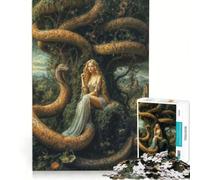 Rompecabezas de 1000 Piezas para Adultos: Alegoría de Eva y la Serpiente en el Jardín del Edén, Juguete Educativo, ejercita tu Cerebro y Tus Manos, cumpleaños 38x26cm
