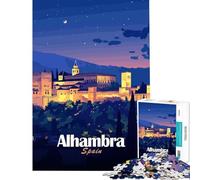 Rompecabezas de 1000 Piezas para Adultos Alhambra España de Noche Juguete Educativo e Intelectual Divertido y Original Regalo de cumpleaños tamaño 75x50cm