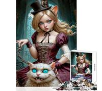 Rompecabezas de 1000 Piezas para Adultos Alicia y su Gato Juguetes de Bricolaje Regalo Divertido Juegos Familiares con Piezas Totalmente entrelazadas de Formas aleatorias tamaño 50x75cm