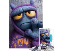 Rompecabezas de 1000 Piezas para Adultos Alien Triste con Sudadera con Capucha Juguete para Decorar la Pared Carrera de Velocidad Manual cumpleaños y Navidad (tamaño 38x26cm)