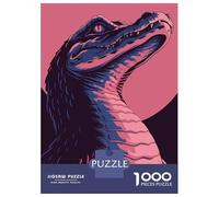 Rompecabezas De 1000 Piezas para Adultos Alligator Illustration in Pink and Blue Rompecabezas Juguetes Antiestrés Decoración del Hogar Difícil Y Desafiante 38x26cm/1000pcs