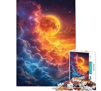 Rompecabezas de 1000 Piezas para Adultos Amanecer de la Luna sobre Nubes Coloridas Juego Familiar Educativo Juguete desafiante Excelentes Regalos y Juguetes para aliviar el estrés (Tamaño 38x52cm)