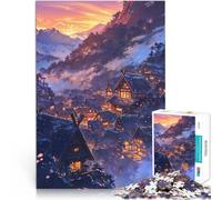 Rompecabezas de 1000 Piezas para Adultos Amanecer en un Pueblo japonés desafío Educativo con Piezas de Formas aleatorias Que se entrelazan Completamente 75x50cm