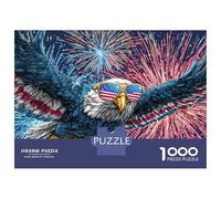 Rompecabezas De 1000 Piezas para Adultos American Flag Eagle Fireworks Rompecabezas para Adultos Juegos Familiares Decoración Desafiante De Completar 52x38cm/1000pcs