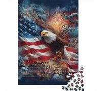 Rompecabezas De 1000 Piezas para Adultos American Flag Eagle T-Shirt Rompecabezas para Adultos Juegos Familiares Carrera De Velocidad Manual Regalo De Cumpleaños, Regalos, 38x26cm/1000pcs
