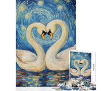 Rompecabezas de 1000 Piezas para Adultos Amor de Cisne bajo un Cielo Estrellado Rompecabezas para Adultos Juegos Familiares Regalos para Mujeres Regalos para Reducir el estrés (tamaño 38x52cm)