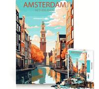 Rompecabezas de 1000 Piezas para Adultos,Ámsterdam,Países Bajos,decoración de Corte preciso,Juguete de Desarrollo cognitivo,Juego para el Tiempo Libre,Regalo de cumpleaños artístico (38x26cm)