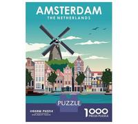 Rompecabezas De 1000 Piezas para Adultos Amsterdam Windmill Travel Rompecabezas para Adultos Juegos Familiares Regalo De Cumpleaños Cumpleaños Y Navidad 70x50cm/1000pcs