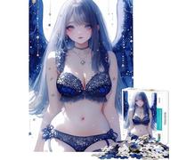 Rompecabezas de 1000 Piezas para Adultos Ángel Azul con Estrellas Chica Anime Waifu desafío de Inteligencia Cerebral Juguetes adictivos Juegos relajantes Actividades Familiares Regalo Divertido