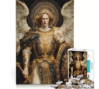 Rompecabezas de 1000 Piezas para Adultos Ángel Guerrero Dorado con alas, Juego Imposible, análisis y lógica, fortalece el Amor Entre Parejas 38x52cm