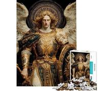 Rompecabezas de 1000 Piezas para Adultos Ángel Guerrero Dorado con Alas Rompecabezas para Adultos Regalo de cumpleaños desafío Educativo diversión Familiar y Noche de Juegos 50x75cm