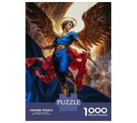 Rompecabezas De 1000 Piezas para Adultos Angel Michael with Sword and Golden Wings Rompecabezas De Juguete Decoración De Pared Una Obra De Arte Cumpleaños Y Navidad 52x38cm/1000pcs