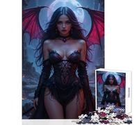 Rompecabezas de 1000 Piezas para Adultos ángel Oscuro con alas Juguetes antiestrés Regalos de cumpleaños Juegos educativos interacción Entre Padres e Hijos tamaño 38x52cm