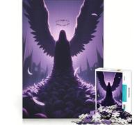 Rompecabezas de 1000 Piezas para Adultos: Ángel Oscuro con Calaveras y Plumas Juegos Divertidos para la interacción Entre Padres e Hijos Cada Pieza es única 38x52cm