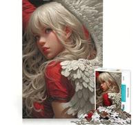 Rompecabezas de 1000 Piezas para Adultos: Ángel Rubio con Vestido Rojo, decoración de Pared, Juguete para la interacción Entre Padres e Hijos, 38x52cm