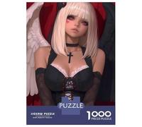 Rompecabezas De 1000 Piezas para Adultos Angel with Black Dress Anime Girl Rompecabezas para Adultos Juegos Divertidos Análisis Y Lógica Regalos para Amigos Y Familiares 70x50cm/1000pcs
