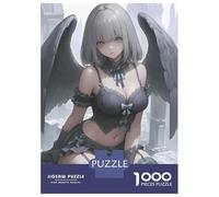 Rompecabezas De 1000 Piezas para Adultos Angel with Black Wings Anime Girl Gaming Rompecabezas para Adultos Juguetes Antiestrés Decoración Perfecta Cumpleaños Y Navidad 52x38cm/100