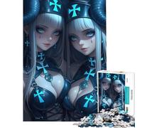 Rompecabezas de 1000 Piezas para Adultos Ángeles Gemelos con Cruces Rompecabezas antiestrés de 1000 Piezas Que Mejora la Memoria cumpleaños y Navidad (38x52cm)