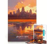 Rompecabezas de 1000 Piezas para Adultos,Angkor Wat,Juego de construcción Limpio,Juego Divertido para Pensar,Juego Relajante,Actividad de cumpleaños (38x52cm)