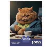 Rompecabezas De 1000 Piezas para Adultos Angry Cat In Office Rompecabezas Juegos Familiares Difícil Difícil Cumpleaños Y Navidad 38x26cm/1000pcs