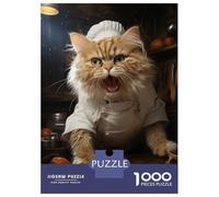 Rompecabezas De 1000 Piezas para Adultos Angry Chef Cat Cooking Rompecabezas para Adultos Juegos De Relajación Regalos para Mujeres Desafío Educativo 70x50cm/1000pcs