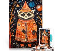 Rompecabezas de 1000 Piezas para Adultos Animal Tribal 7 Mapache Juguete Educativo para aliviar el estrés Obra de Arte 75x50cm