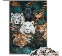 Rompecabezas de 1000 Piezas para Adultos,Animales de la Selva Hechos de Madera,Ideal como decoración artística o Regalo de cumpleaños,Juego de ingenio para Adolescentes