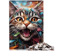 Rompecabezas de 1000 piezas para adultos, animales, gatos, decoración del hogar con piezas totalmente entrelazadas de forma aleatoria, 10.3 x 14.9 pulgadas