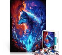 Rompecabezas de 1000 piezas para adultos, animales, nebulosa, lobo, juguetes antiestrés con cartel emparejado y ficha de preguntas y respuestas 14.96" x 20.47"