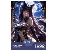 Rompecabezas De 1000 Piezas para Adultos Anime Cat Girl in Night City Rompecabezas para Adultos Juguete Decoración De Pared Regalos para Mujeres para Cumpleaños, Navidad 70x50cm/1000pcs