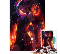 Rompecabezas de 1000 Piezas para Adultos Anime Chica Demonio con alas y Fuego Juegos relajantes Juguetes Juegos educativos Regalos de cumpleaños para Mujeres (tamaño 38x26cm)