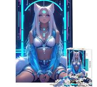 Rompecabezas de 1000 Piezas para Adultos Anime Chica Zorro en Azul Anime Chica Waifu Juegos Ayuda Ejercicio Cerebral Desafío Difícil Juegos Relajantes para Mayores de 14 Años Juego Ofrecido
