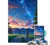 Rompecabezas de 1000 Piezas para Adultos Anime Cielo Nocturno Paseo en Bicicleta Actividades Divertidas en casa Regalos para Mujeres Juegos Familiares Apto para Mayores de 14 años 38x26cm