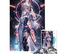 Rompecabezas de 1000 Piezas para Adultos Anime CyberGirl Neon Dream Ayuda a ejercitar el Cerebro Alivia el estrés Juego Educativo para Mayores de 14 años Juego de Rompecabezas ofrecido (50x75cm)