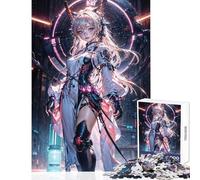 Rompecabezas de 1000 Piezas para Adultos Anime CyberGirl Neon Dream Juguetes antiestrés Regalo Divertido Juego de ingenio para Mejorar el Amor en Pareja tamaño 50x75cm