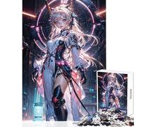 Rompecabezas de 1000 Piezas para Adultos Anime CyberGirl Neon Dream Juguetes antiestrés Regalo Divertido Juego de ingenio para Mejorar el Amor en Pareja tamaño 38x52cm