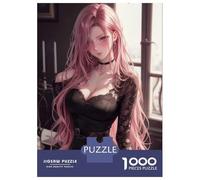 Rompecabezas De 1000 Piezas para Adultos Anime Girl Pink Hair Waifu Rompecabezas para Adultos Juguetes Antiestrés Desafío Difícil para Cumpleaños, Navidad 38x26cm/1000pcs