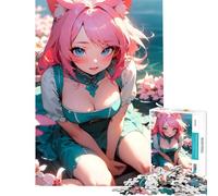 Rompecabezas de 1000 Piezas para Adultos Anime Girl Sea of The Flowers Actividades Divertidas en casa Juego difícil difícil e Imposible Apto para Mayores de 14 años 38x26cm