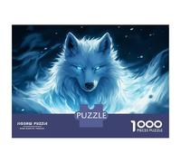 Rompecabezas De 1000 Piezas para Adultos Anime White Wolf with Blue Flames Rompecabezas para Adultos Juegos De Relajación para La Diversión Familiar Interacción Entre Padres E Hijos 70x50cm/1000pcs